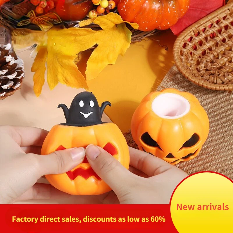 

Pumpkin Ghost Decompression Toy Thermoplastic Rubber Squeeze Bouncy Ball Kids Toys Halloween Party Decorations DIY Home Supplies
