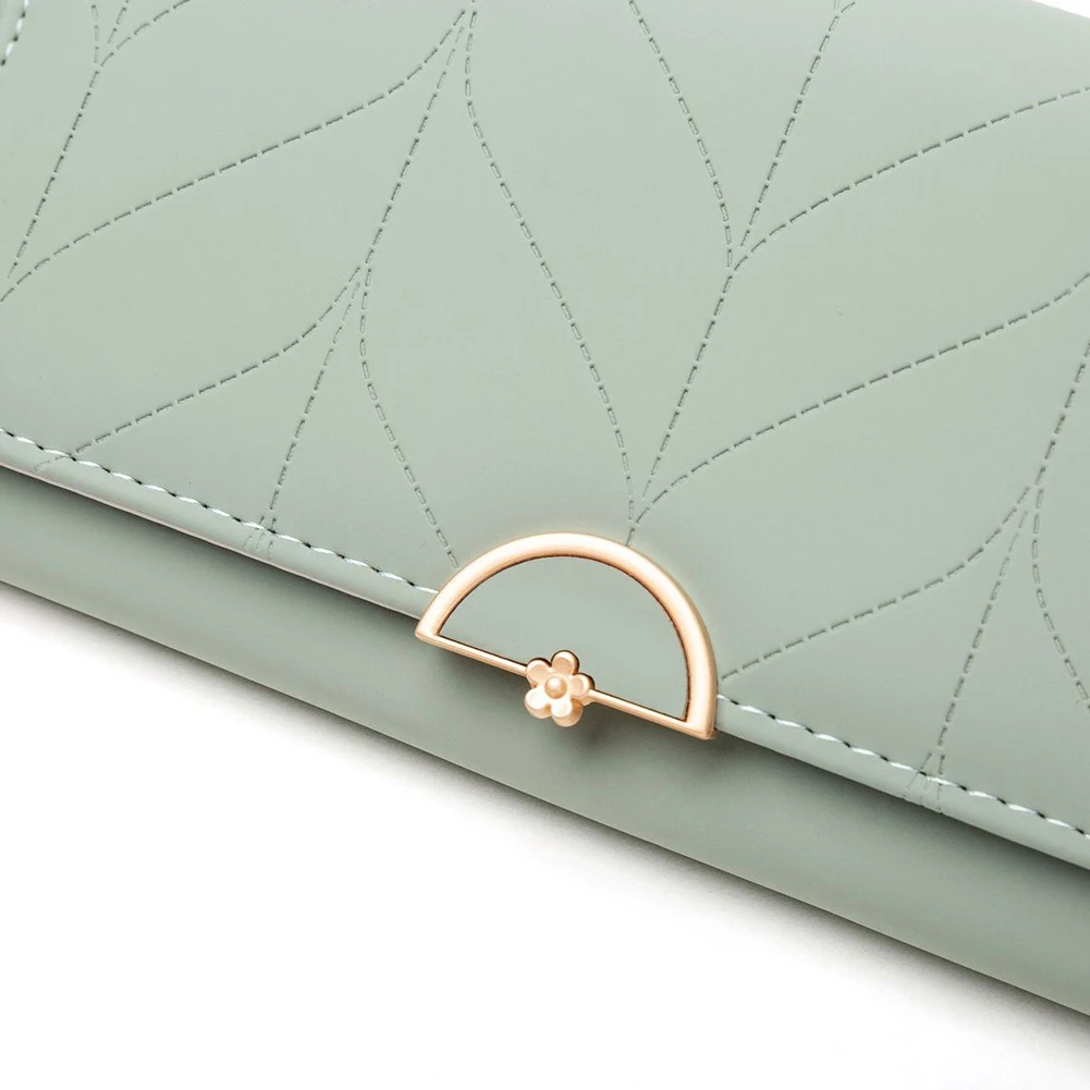 Unique Stylish Women's Buckle Long Clutchs Portable Wear-Resistant Coin Purse Money Storage Delicate Banquet Card Wallet