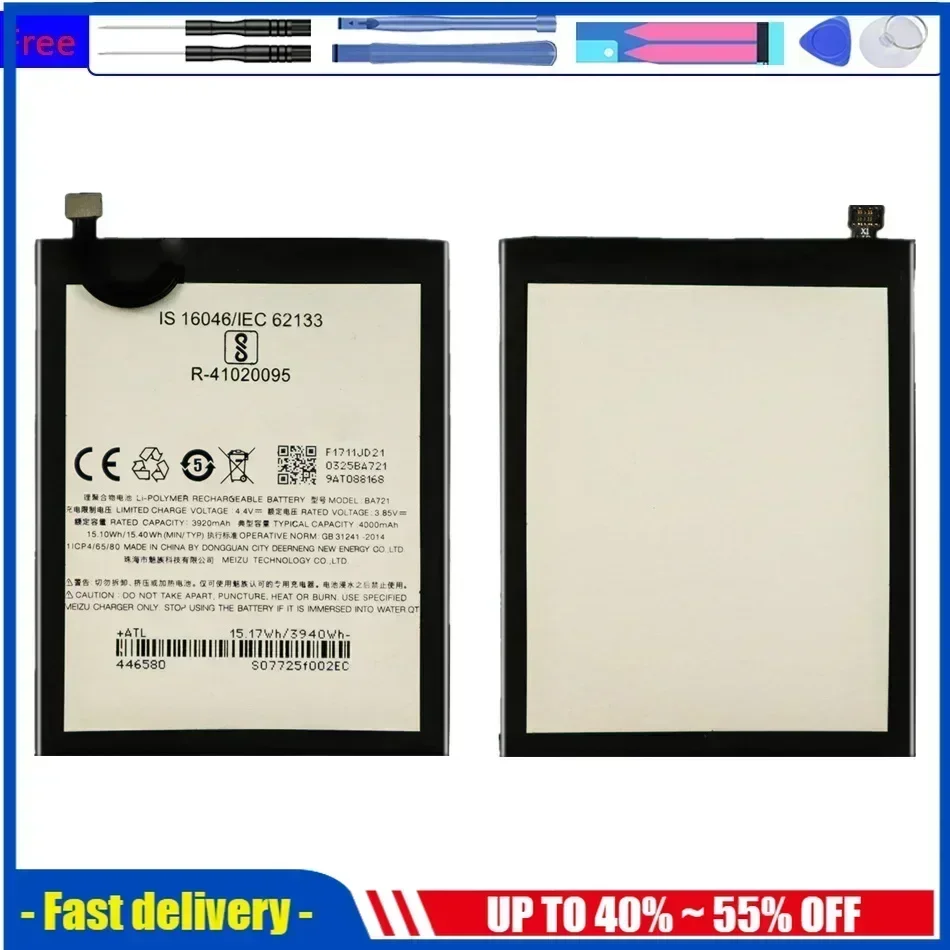 BA721 BA 721 3920 мАч аккумуляторы для мобильных телефонов Meizu Meilan Note 6 Note6 M6 M721Q