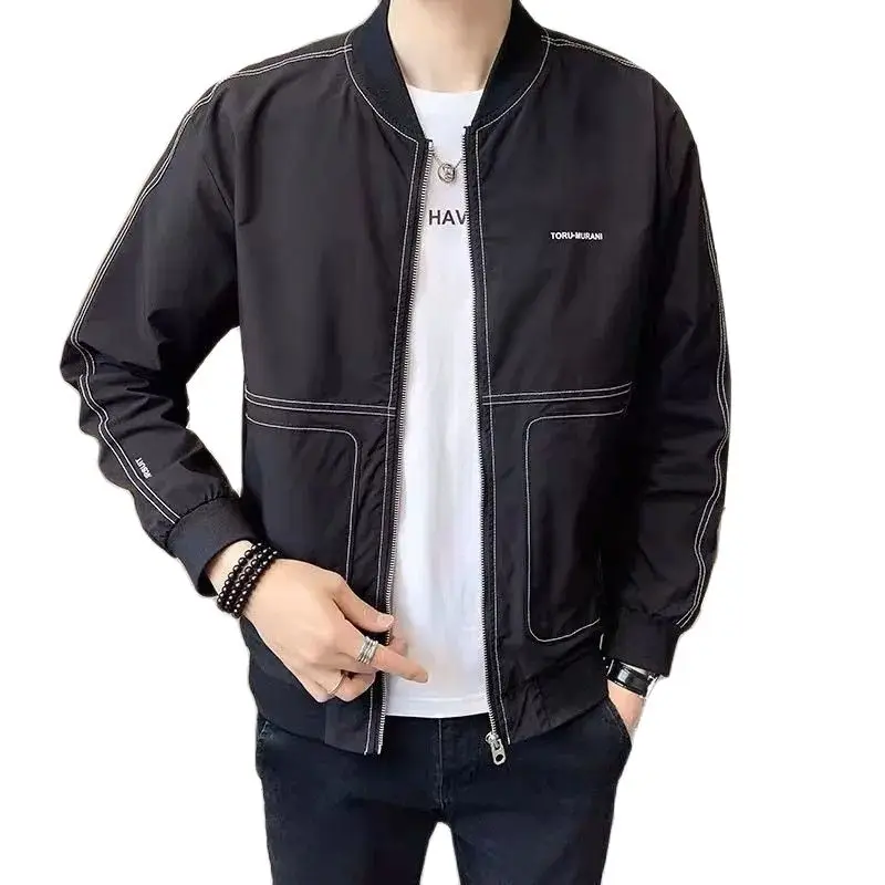 

Large Size New Short Baseball Collar Jacket Trendy Casual Handsome Creative Comfortable Versatile Clothes Solid Color Jacket