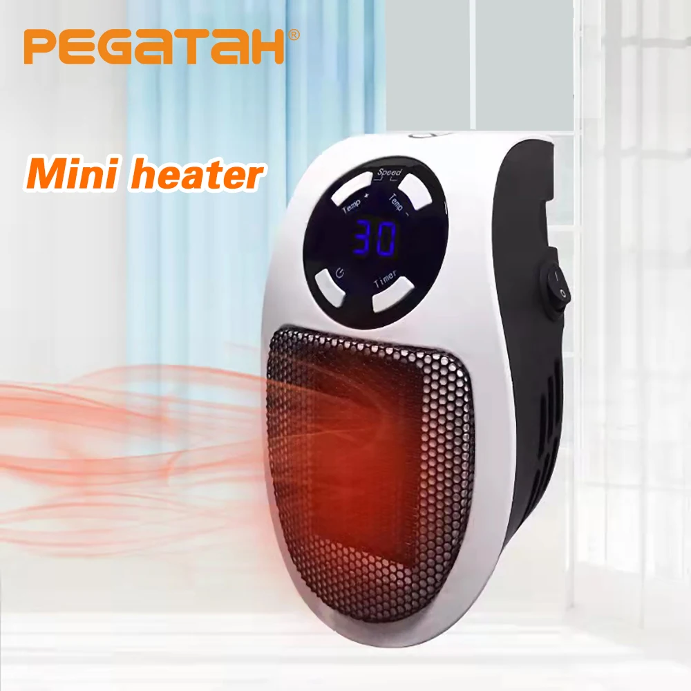 

Portable Fan Heater Plug in Wall Electric Heater with Remote Room LED Heating Stove Radiator Mini Household Winter Warmer Machin