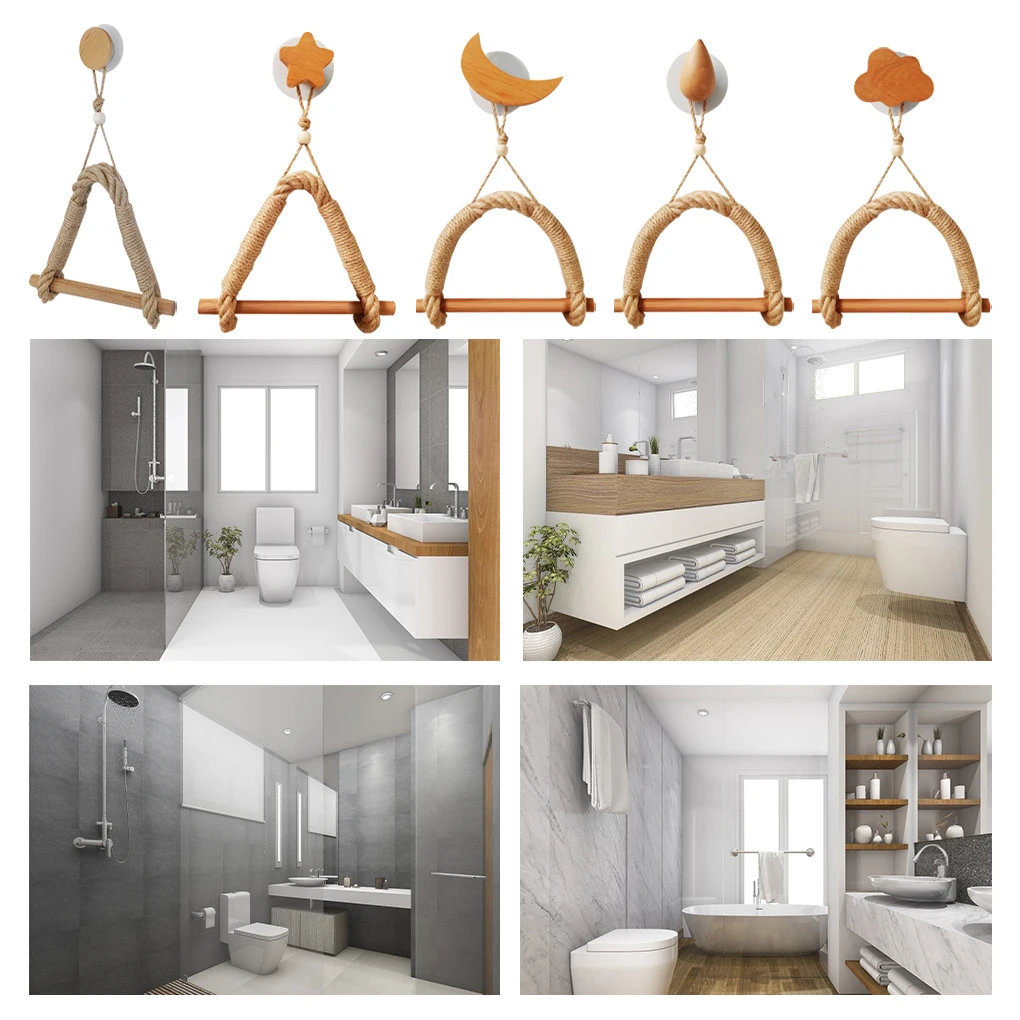 

Rope Paper Holder Retro Kitchen Roll Paper Accessory Hanging Rope Wall Mount Toilet Paper holder Tube Bathroom Decor Rack Holder