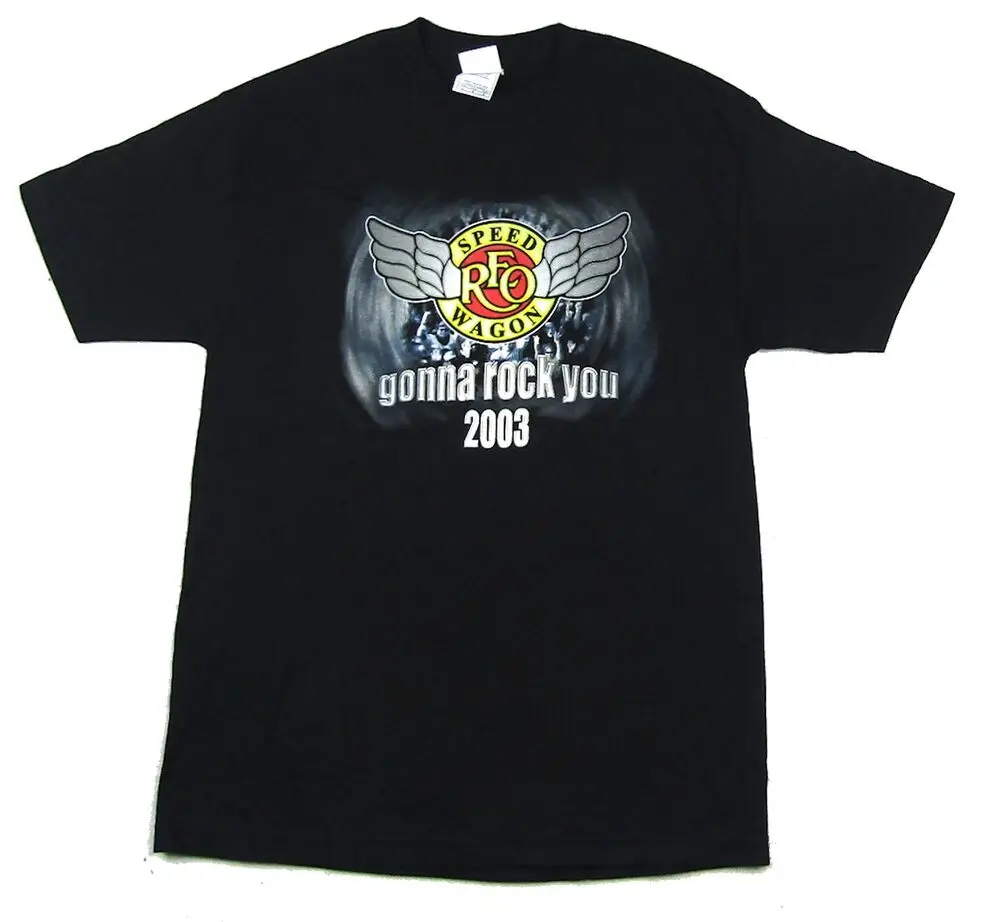 

REO Speedwagon Gonna Rock You 2003 Tour Black T Shirt New Merch NOS