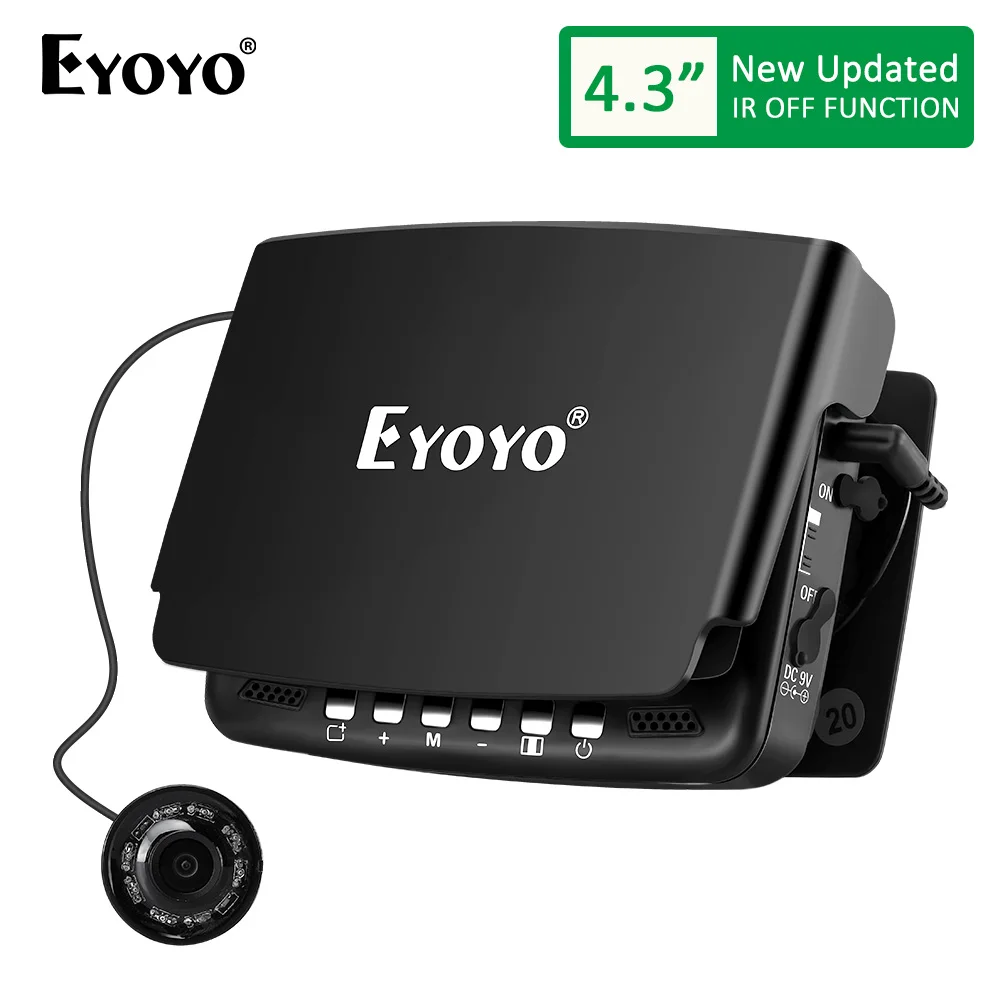 

Eyoyo EF43A Underwater Fish Finder With DVR Function 4.3" Color Display HD 1000TVL Backlight Controllable IR Camera Ice Fishing