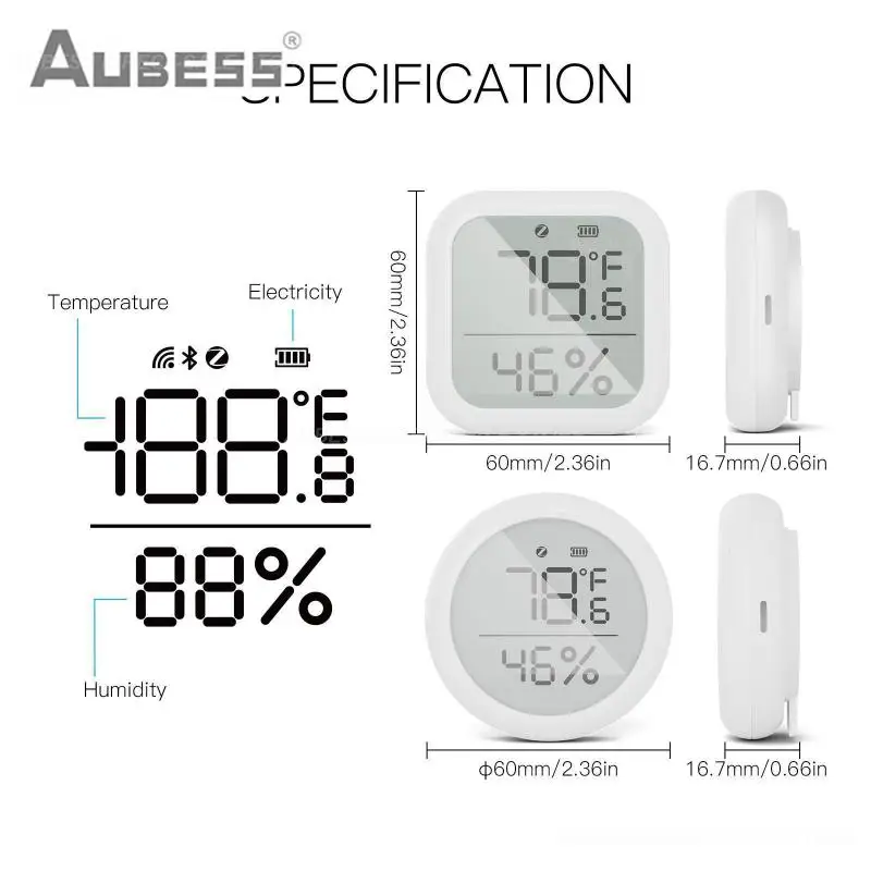 

Smart Life App Remote Control Indoor Hygrometer Thermometer Detector Humidity Sensor Indoor Hygrometer Thermometer Zigbee Tuya