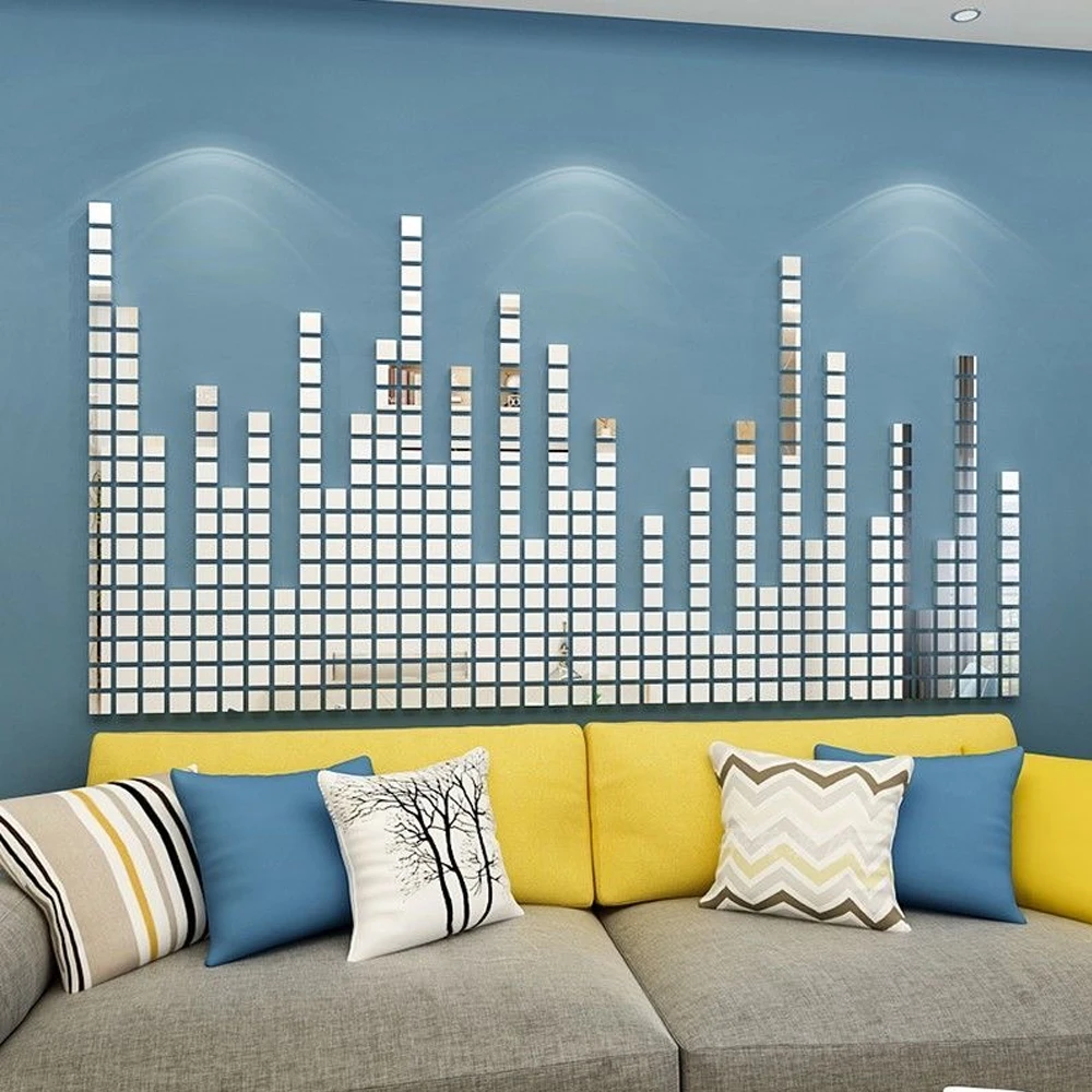 100 шт. самоклеящиеся акриловые зеркальные настенные наклейки 2 х2 см 3 х3 4 х4