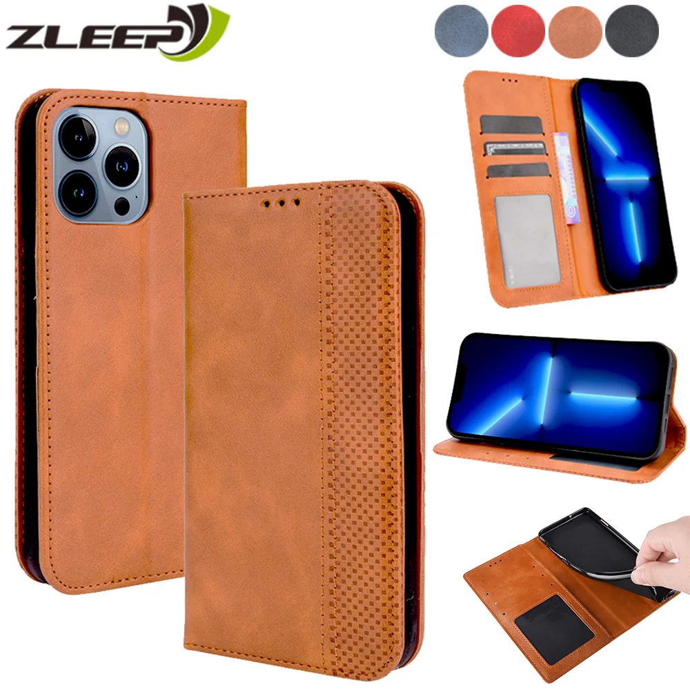 

Flip Leather Phone Bags Case For iPhone 13 12 Mini 11 Pro XR X XS MAX 8 7 6s 6 Plus SE 2020 Luxury Wallet Card Slots Cover Coque