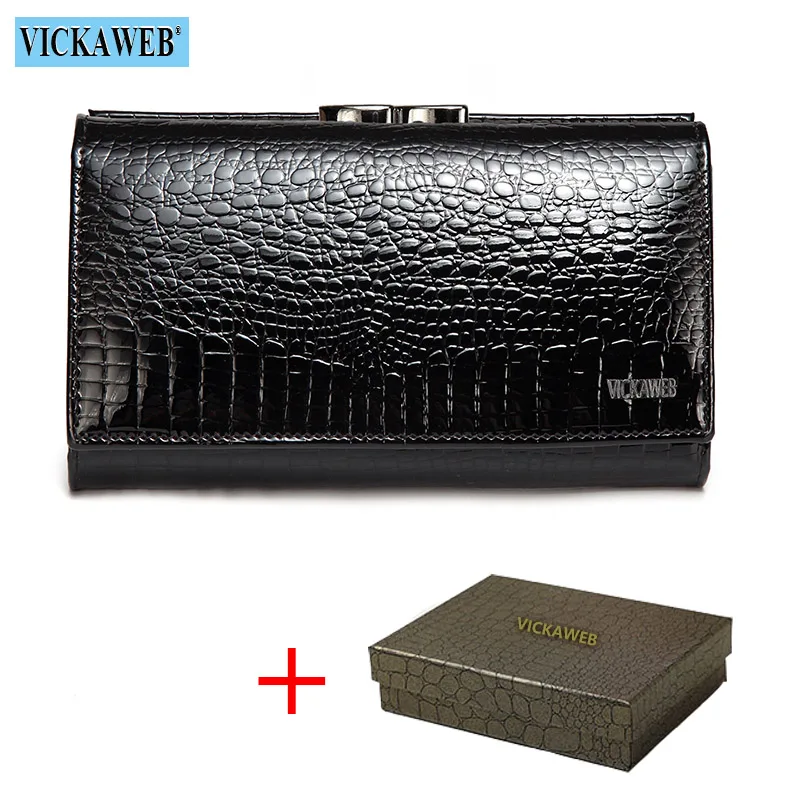 Free Gift Women Genuine Leather Short Wallet Female Luxury Luxury Purses Ladies Alligator Hasp & Small Coin Bag Wallets