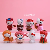 hello kt cat anime action figures kawaii my melody toys japanese set of 8 mini suit pvc material action collection figures gifts