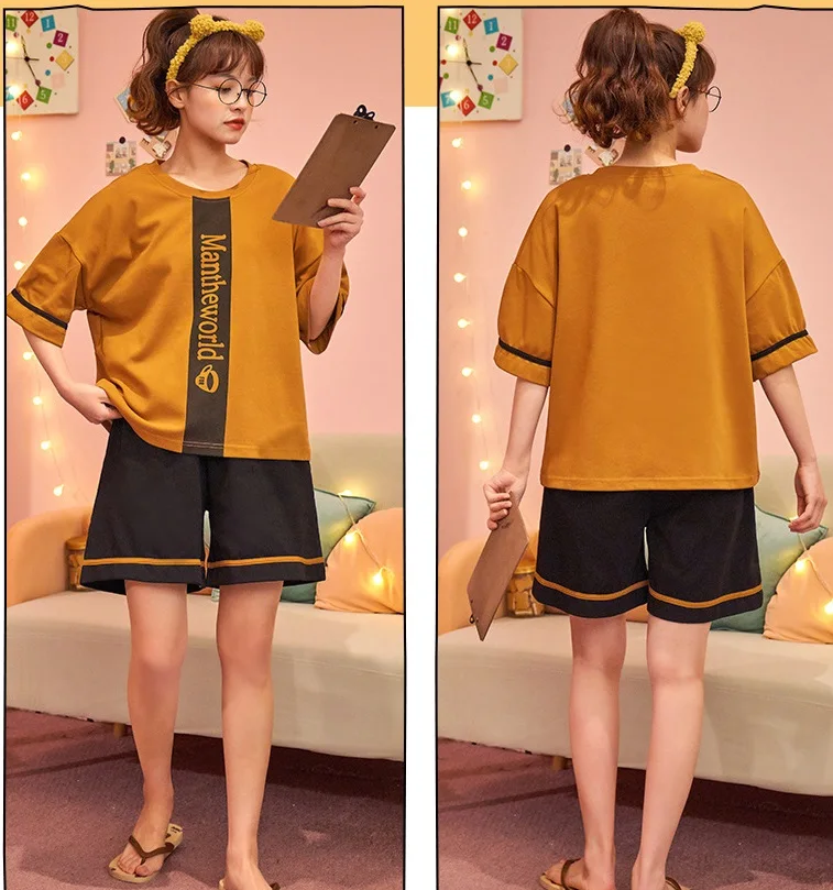 Women's cotton summer pajamas new short-sleeved shorts large size casual thin suit cute fashion home wear