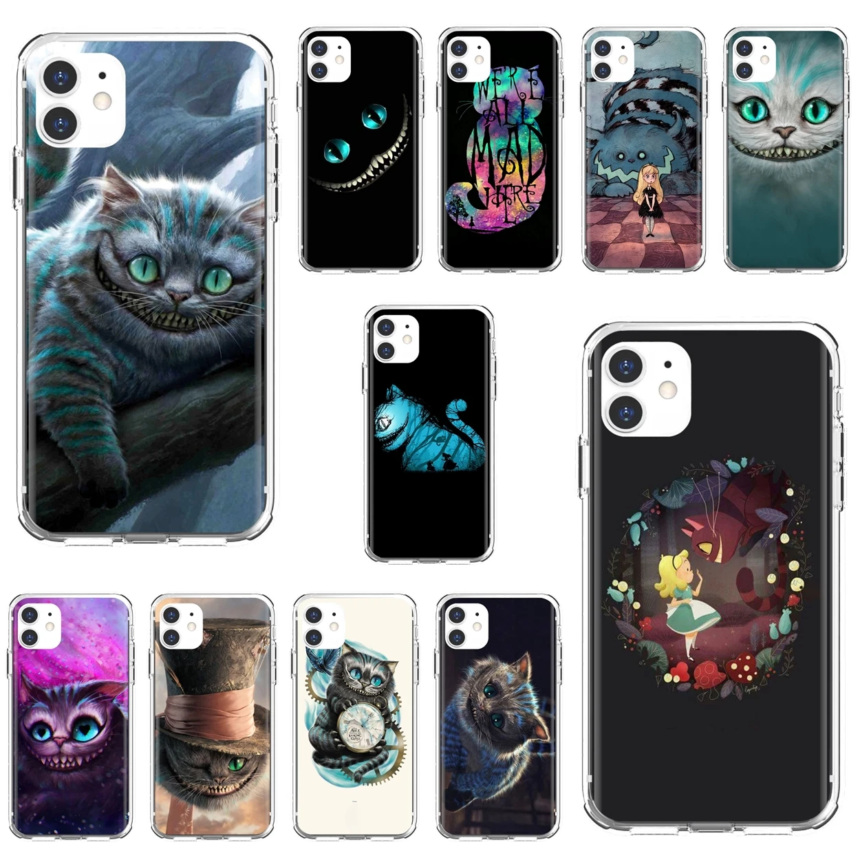 

Alice in Wonderland Cheshire Cat Cute Soft Bag Case For iPhone 10 11 12 13 Mini Pro 4S 5S SE 5C 6 6S 7 8 X XR XS Plus Max 2020