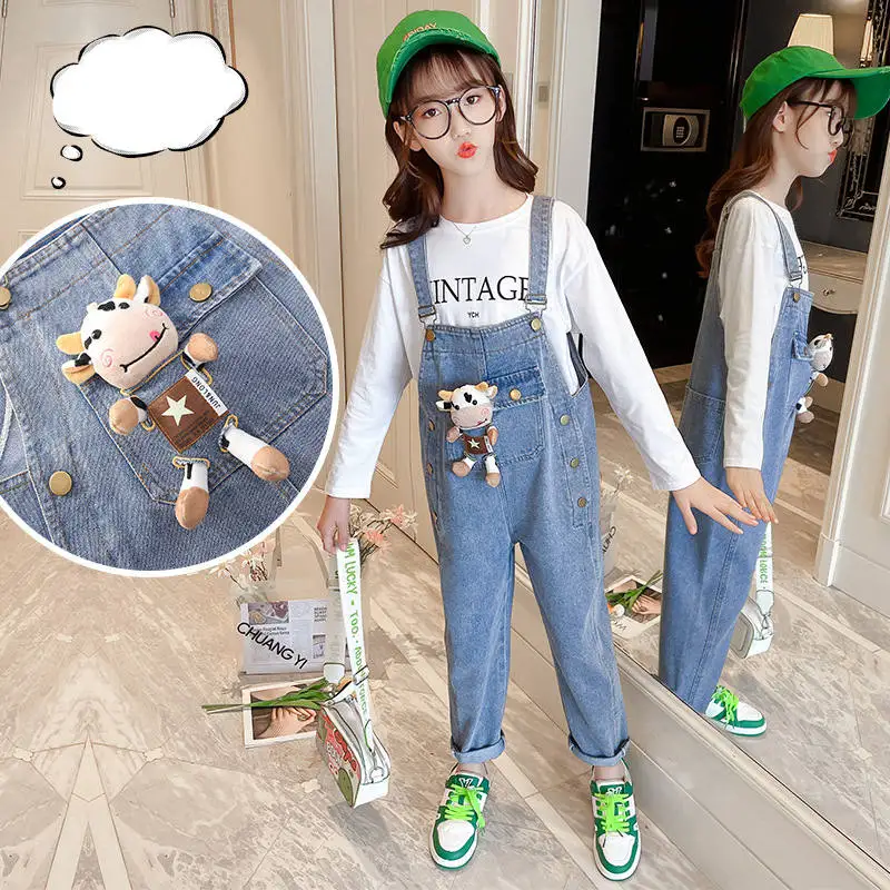 YourSeason Spring Baby Overalls Fashion Cartoon Bear Jumpsuits Pants For Girl Size Cotton Jeans Korean Clothing |