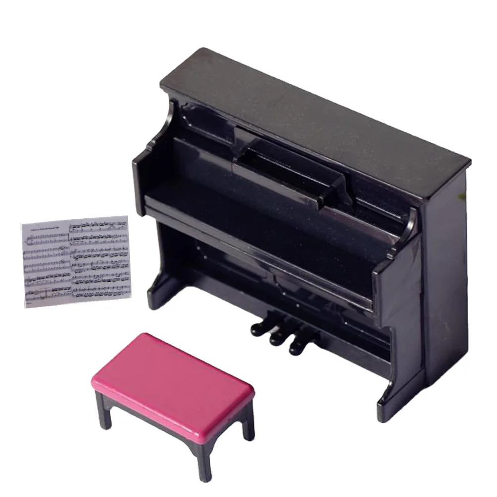 

Piano Mini Furniturehouse Miniaturemodel Stool Toyaccessories 12 Upright Instruments Ornament Childrenscale Decorationshouses