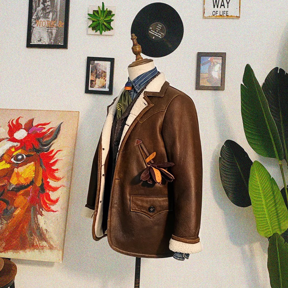 

High Size European Quality Super US Warm Genuine Sheep Leather B3 Shearling Bomber Fur Jacket