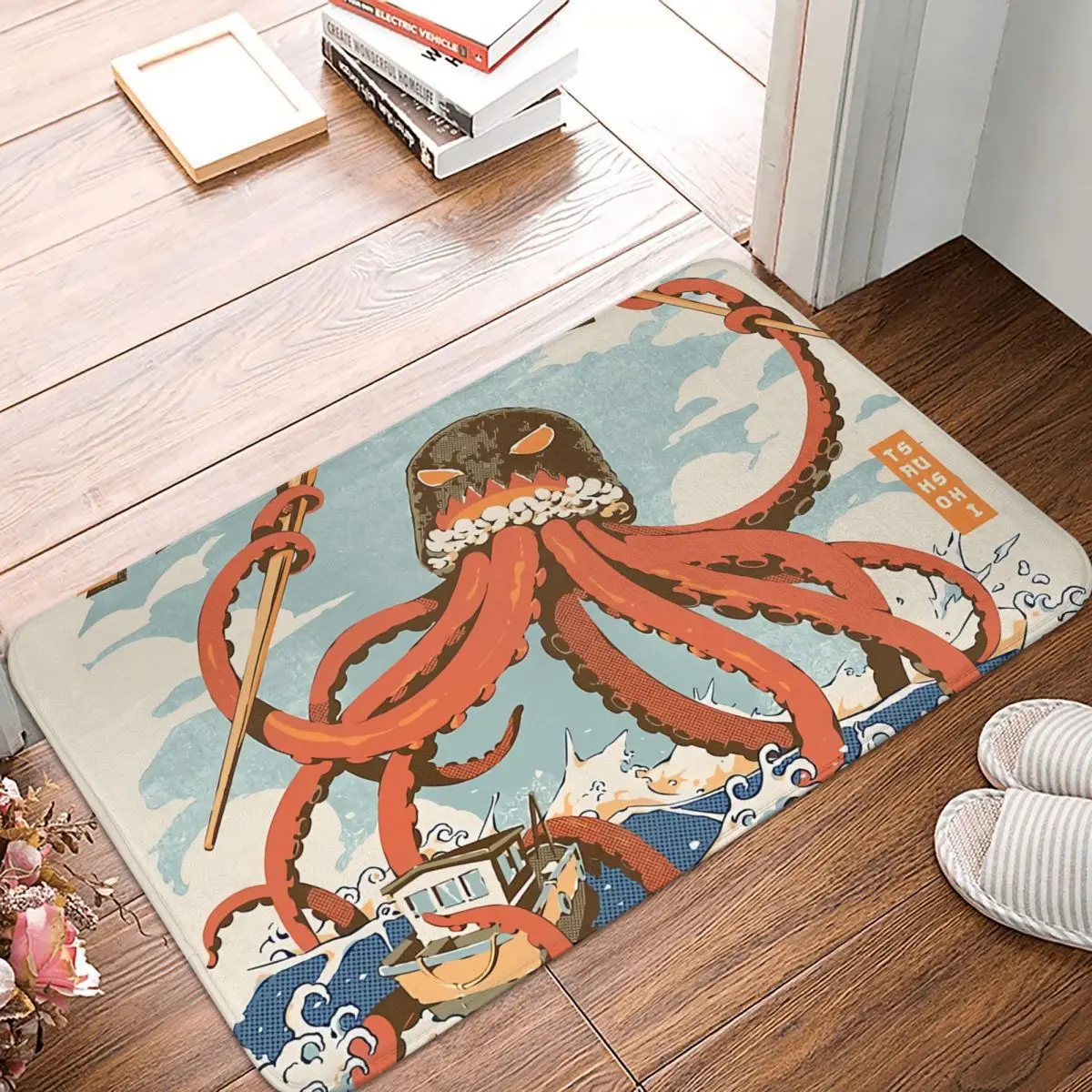 

Hip Hop Non-slip Doormat The Tako Sushi Living Room Bedroom Mat Prayer Carpet Home Pattern Decor