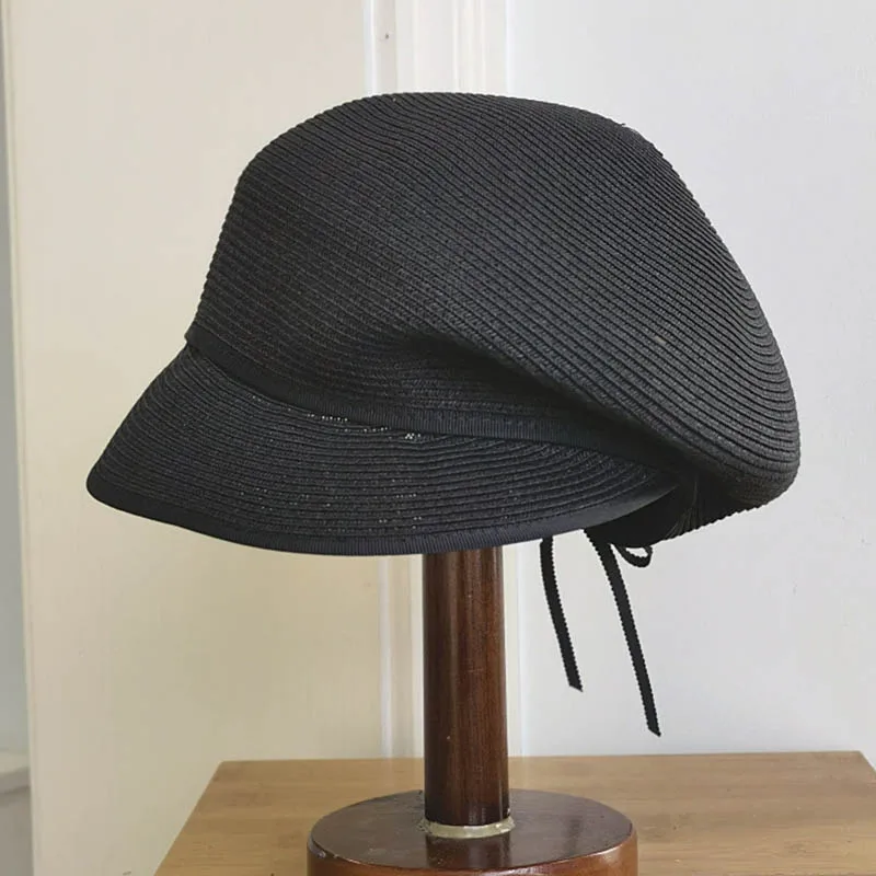 Шляпа женская Соломенная с косыми полями регулируемый головной убор от солнца