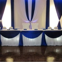 10ft 20ft white wedding backdrop with royal blue swags and drapes wedding decoration
