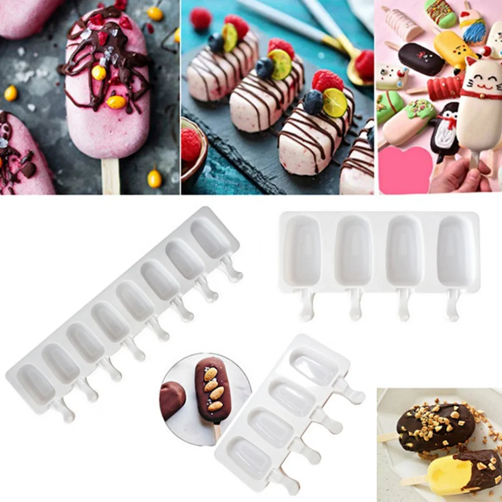 

Silicone Ice Cream Mold 4 Even Round Heart Shape Silicone Popsicle Form Maker Chocolate Mould Ice Cube Tray for Party Bar