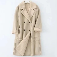 maxdutti england style high street vintage oversize fur inside suede long jacket women parka coat 2022 winter trench coat women