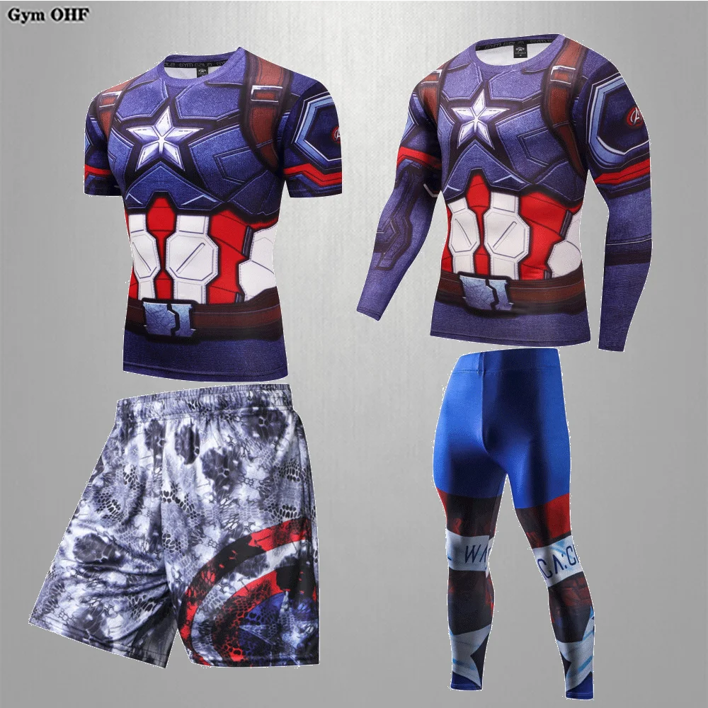 

Boxing Set Superhero 3D Men's Running Sets Compression Sports Suits Skinny Tights Clothes Gym Rashguard Fitness Sportswear Men