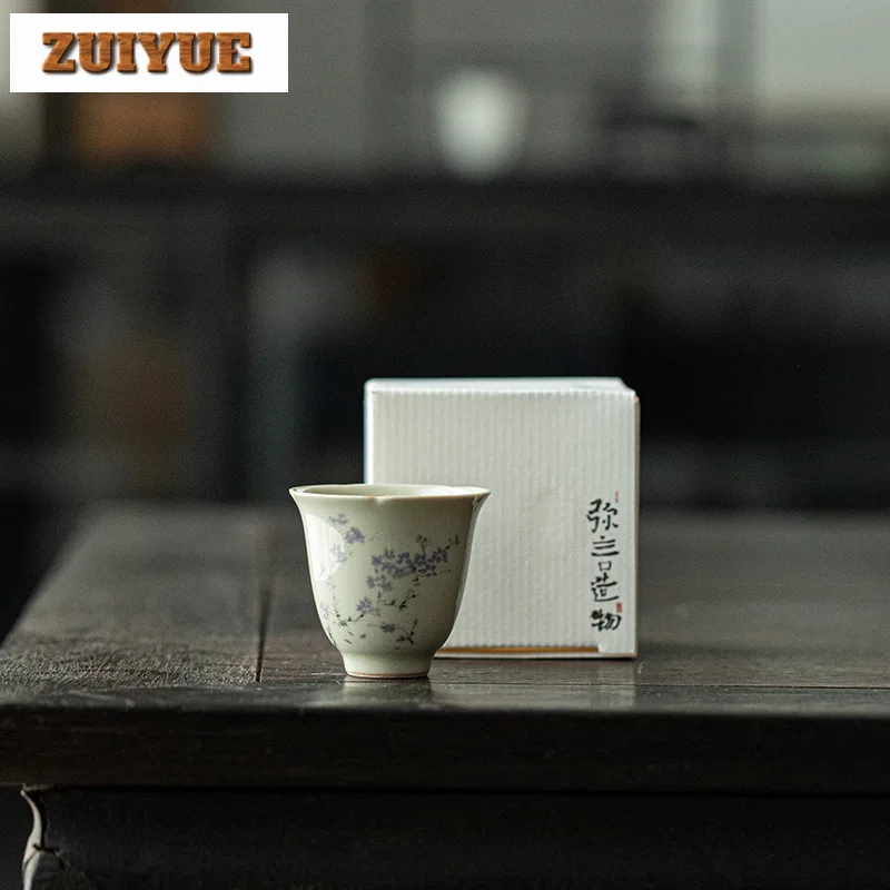 Керамическая чашка ручной работы с горлышком чашка-кунг-фу растениями