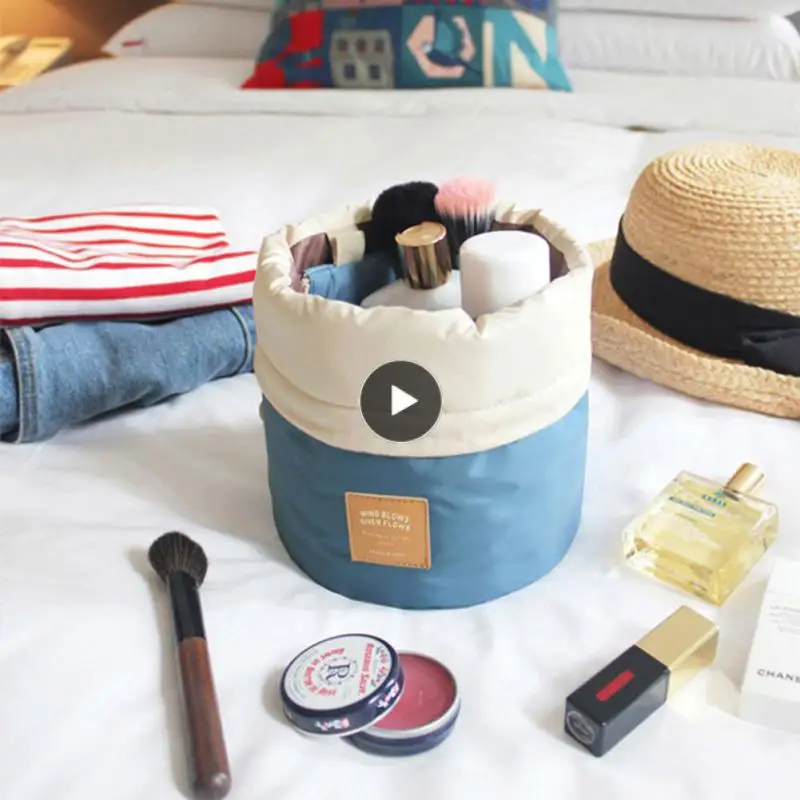 

Женская косметичка на шнурке, вместительный дорожный органайзер для хранения косметики, портативная Водонепроницаемая сумочка-цилиндр для туалетных принадлежностей