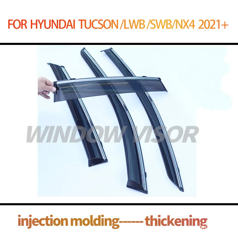 Фото Комплект из 4-х дефлекторов для боковых окон Hyundai Tucson 2021 SWB LWB 2022 2023+ (защита от дождя и солнца) №5