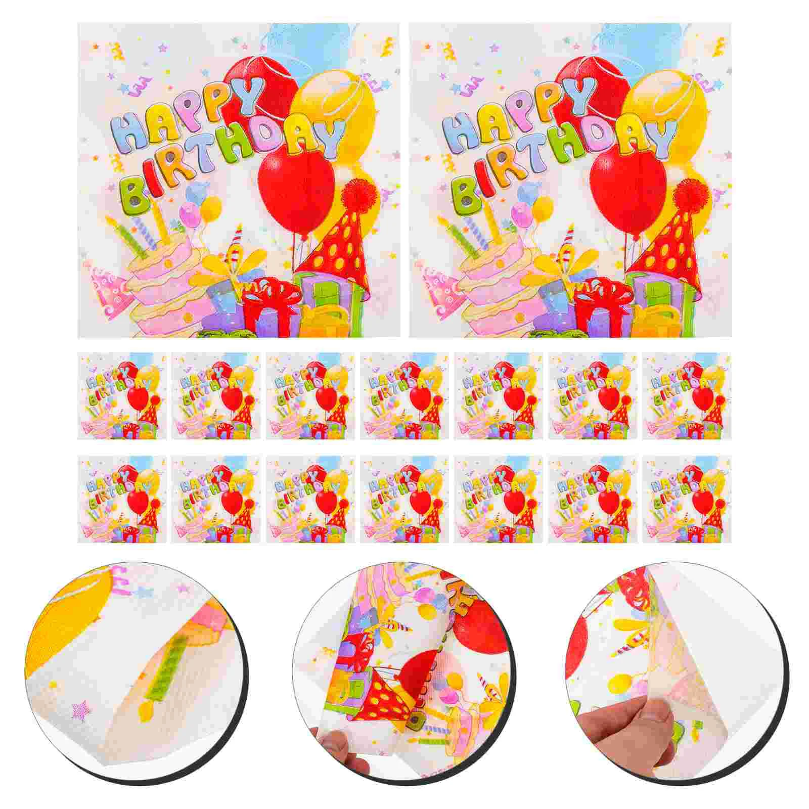 

Napkins Party Birthday Paper Napkin Cartoon Tissue Decorative Happy Colorful Cocktail Favors Beverage Supple Adorable Lovely