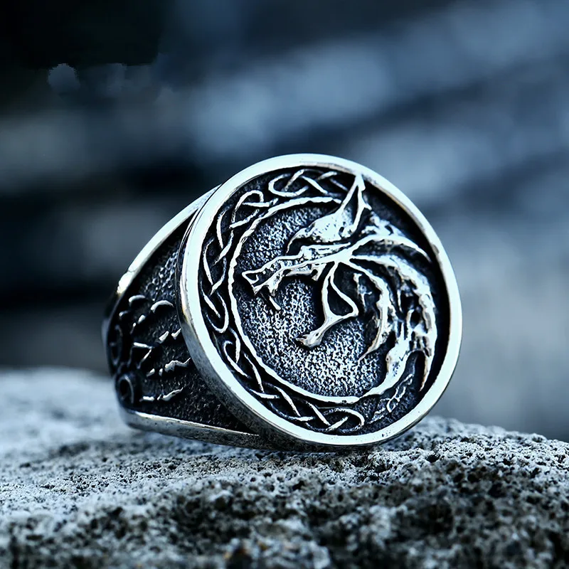 

Retro Viking Celtics Knot Wolf Paw Stainless Steel Mens Rings Punk HipHop Unique Trendy for Male Biker Jewelry Creativity Gift