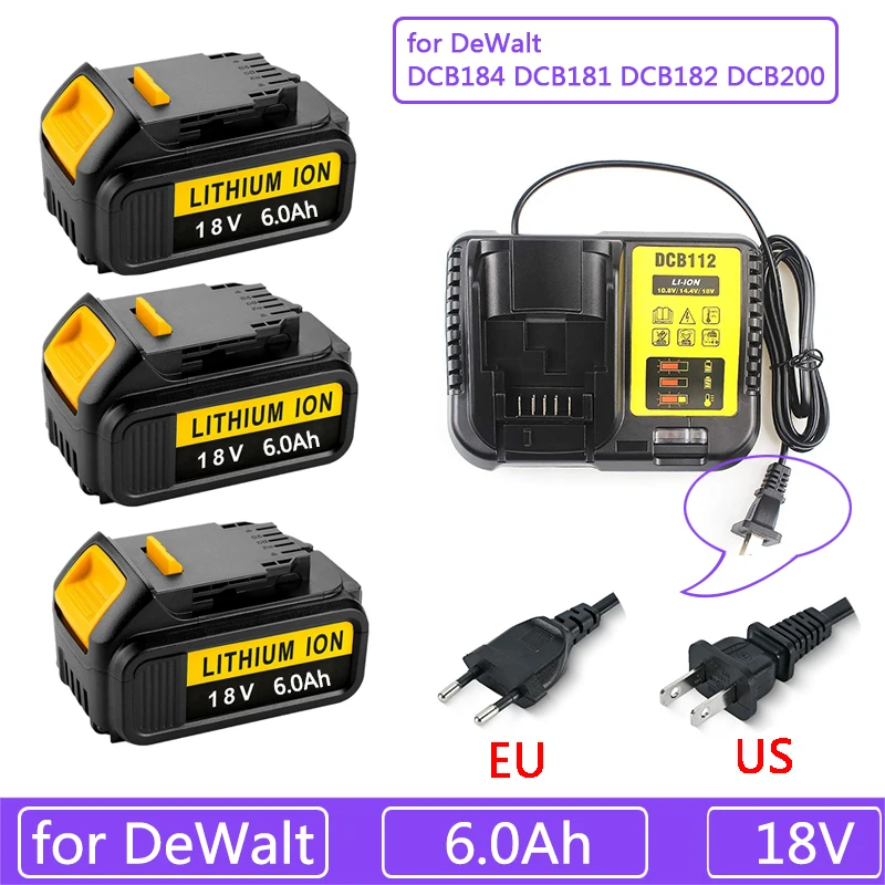 

Dewalt Tools 18V 6.0Ah DCB200 DCB184 DCB181 Replacement Li-ion Battery for DeWalt MAX XR power tool 6000mAh lithium Batteries