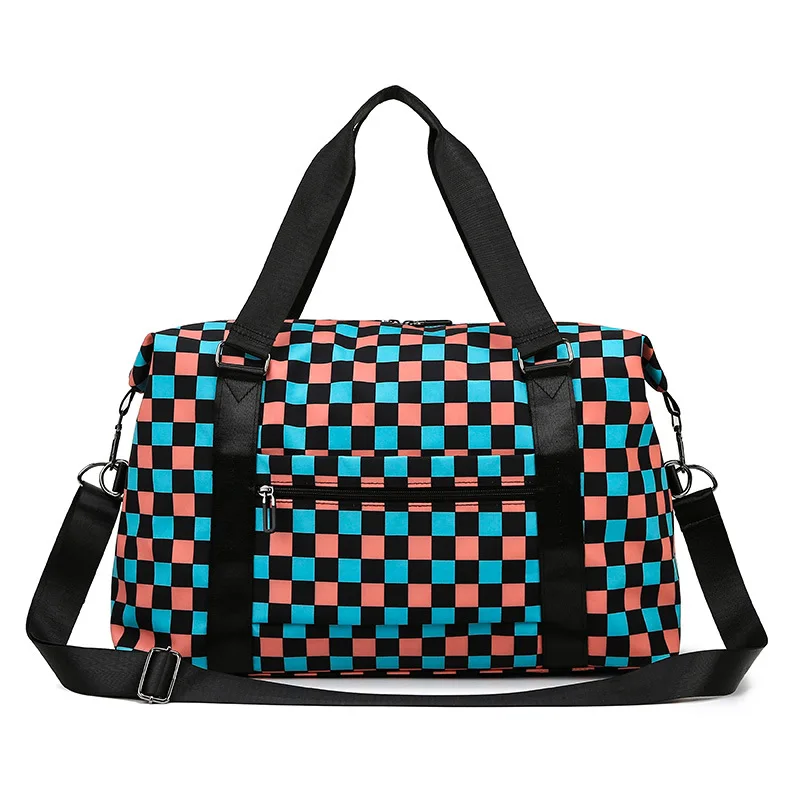 Large Capacity Women Travel Bag Plaid Female Gym Yoga Bags Waterproof Outdoor Sports Bags Weekender Handbags Shoulder Bags 2022