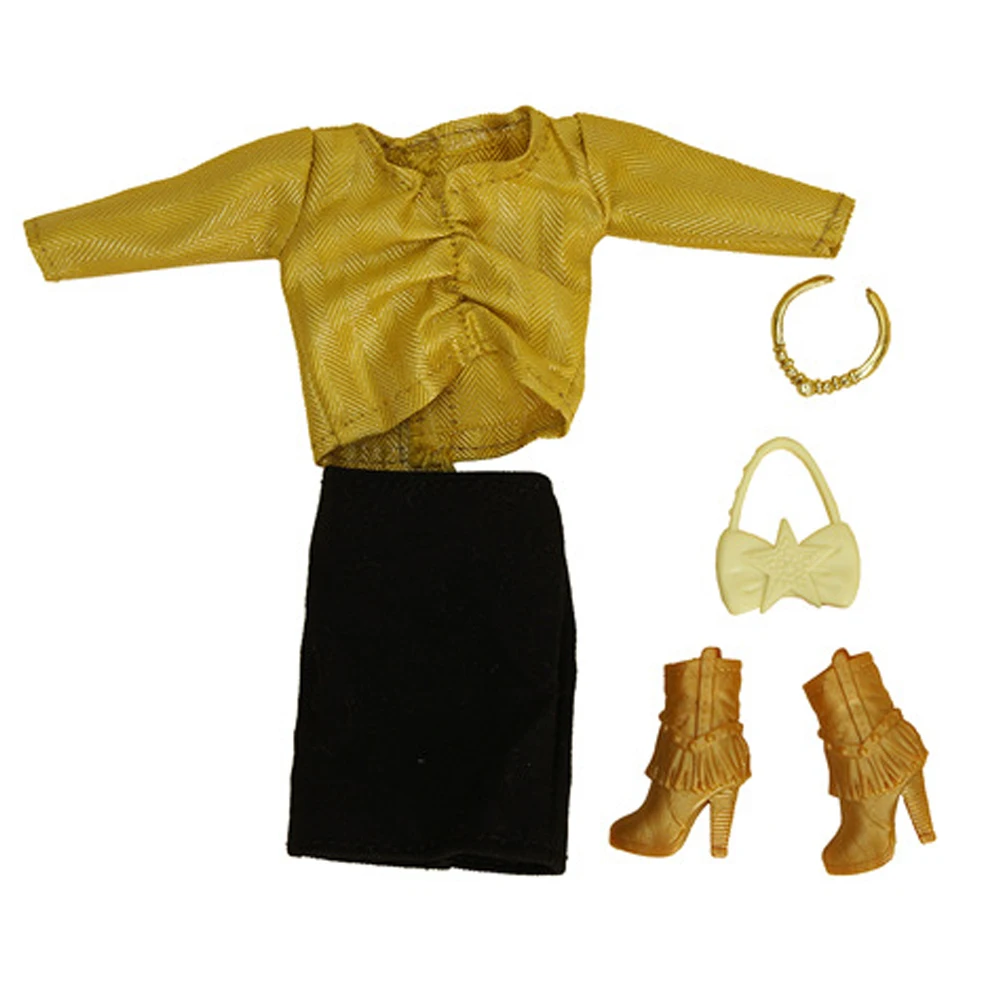 Комплект одежды для куклы Барби 5 предметов/комплект Повседневная рубашка + юбка