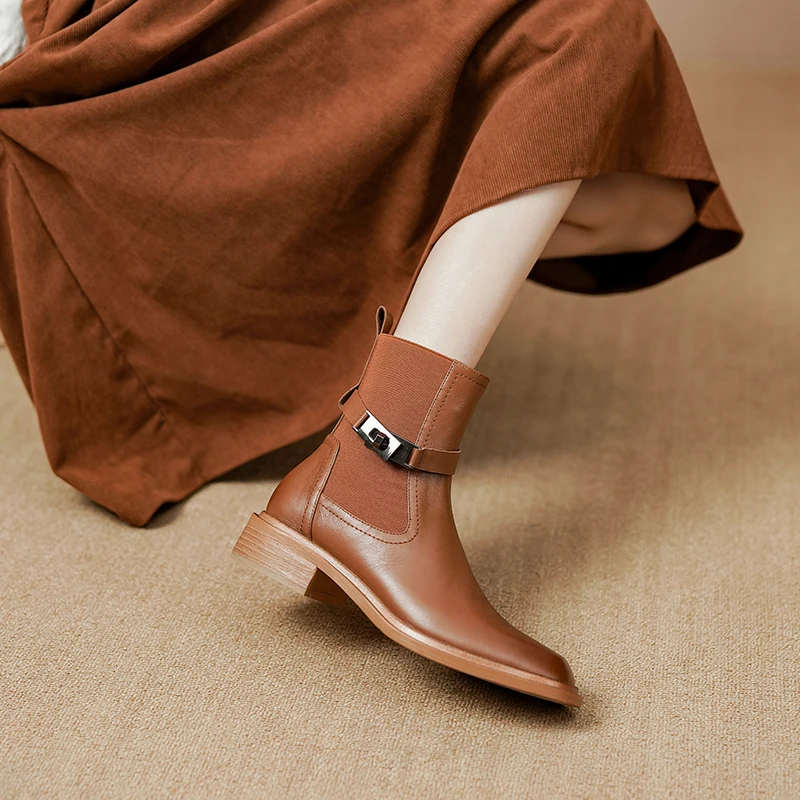 

Heihaian Autumn/Winter Retro Ankle Boots 2022 New Round Toe Belt Buckle Chelsea Boots Low Heeled Shoes Suitable For Women