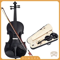student black fiddle kit beginner violin acoustic fiddle stradi violino triangle case bow bridge string music school gift