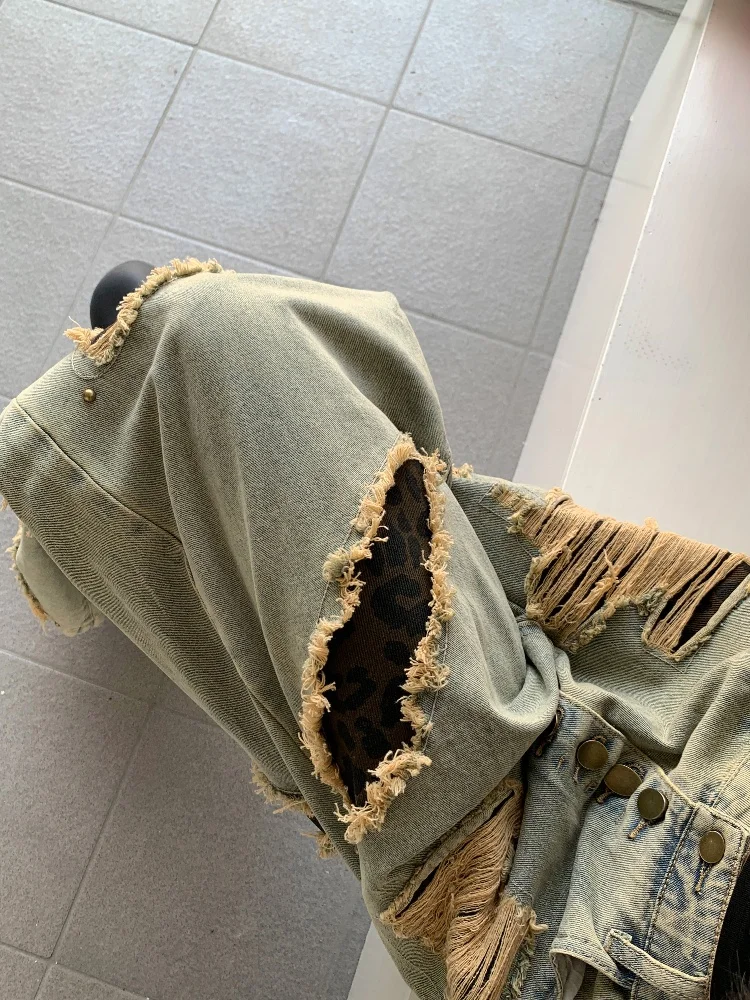 Уличная одежда в стиле гранж Y2K, леопардовые лоскутные мешковатые рваные джинсы, брюки для женщин, одежда, широкие брюки в стиле ретро, панк, женские джинсовые брюки (art.: 3920cd5702f78) - 3920cd5702f78