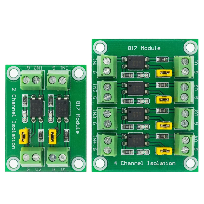 

PC817 2/4 Channel Optocoupler Isolation Board Voltage Converter Adapter Module 3.6-30V Driver Photoelectric Isolated Module