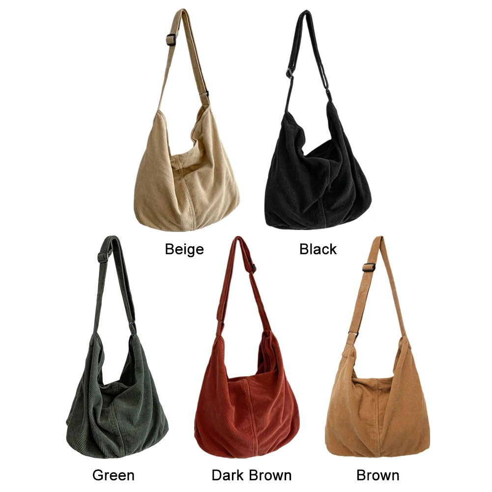 

Corduroy Crossbody Bags Large Capacity Female Hand Bag Solid Color Fashion Simple Portable Japanese Style for Weekend Vacation