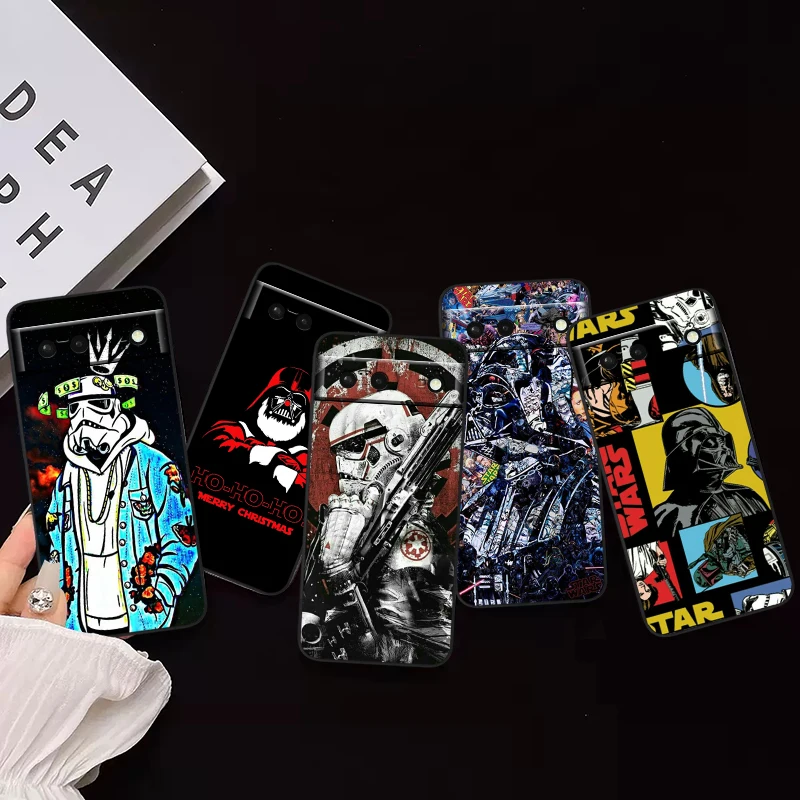 Мультяшный милый роскошный Звездные войны для Google Pixel 8 7A 7 6A 6 5A 5 4 4A XL Черный