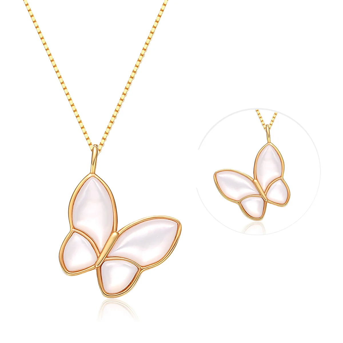 Szjinao Butterfly 3G Hard Gold 585 18K Pendant Natural Fritillary Certified Wedding Jewelry For Women With 925 Silver Necklace D