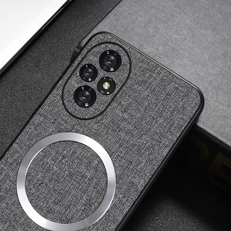 Тонкий тканевый текстурированный магнитный чехол с беспроводной зарядкой для