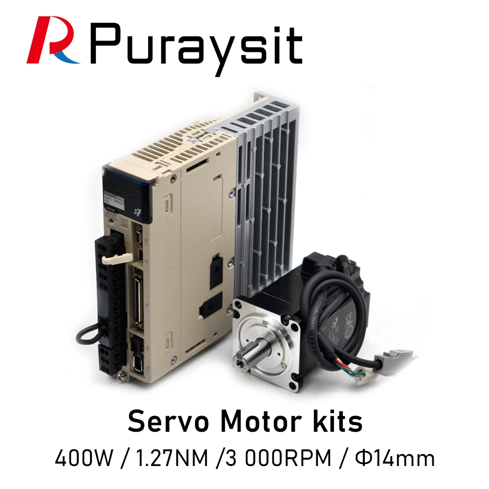 

Puraysit Servo Motor Kits 400W SGD7S-2R8A00A002 SGM7J-04AFC6S SGM7J-04AFC6E 1.27NM 3000RPM Dia.14mm with 3M Cable