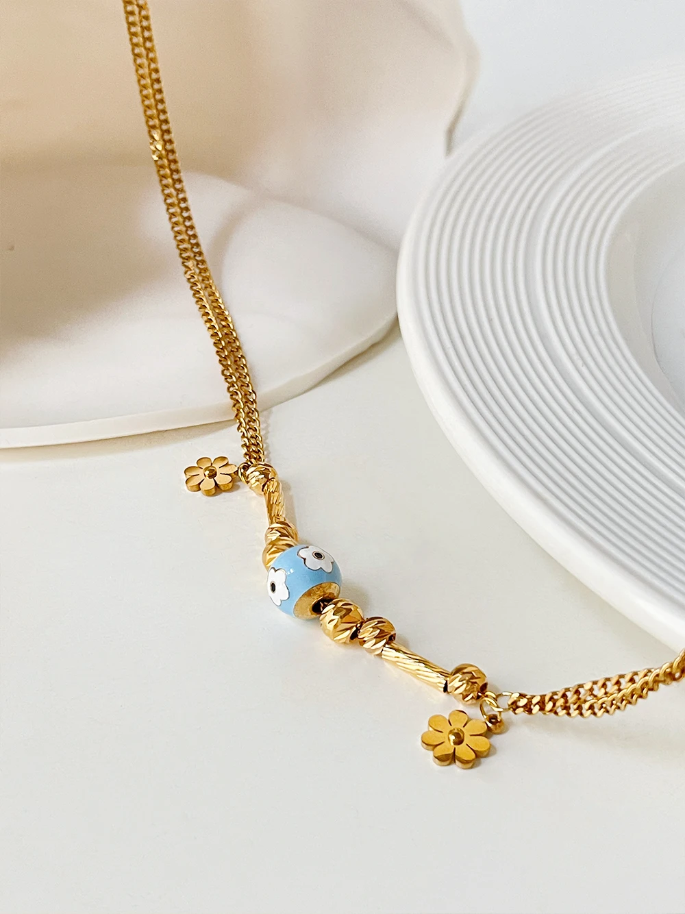 Женское Ожерелье с эмалью и шариком Peri'sBox Ювелирное Украшение из нержавеющей