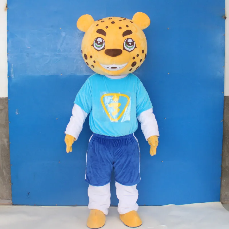 Костюм для косплея Cheetah Puppet Mascot Fursuit для выступлений, украшенный плюшевой леопардовой куклой для Хэллоуина и карнавала.