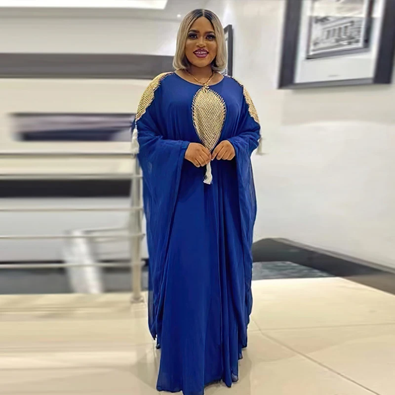 European and American African Muslim women's long skirt bead embroidery yellow long skirt Arab Islamic ethnic style banquet dres