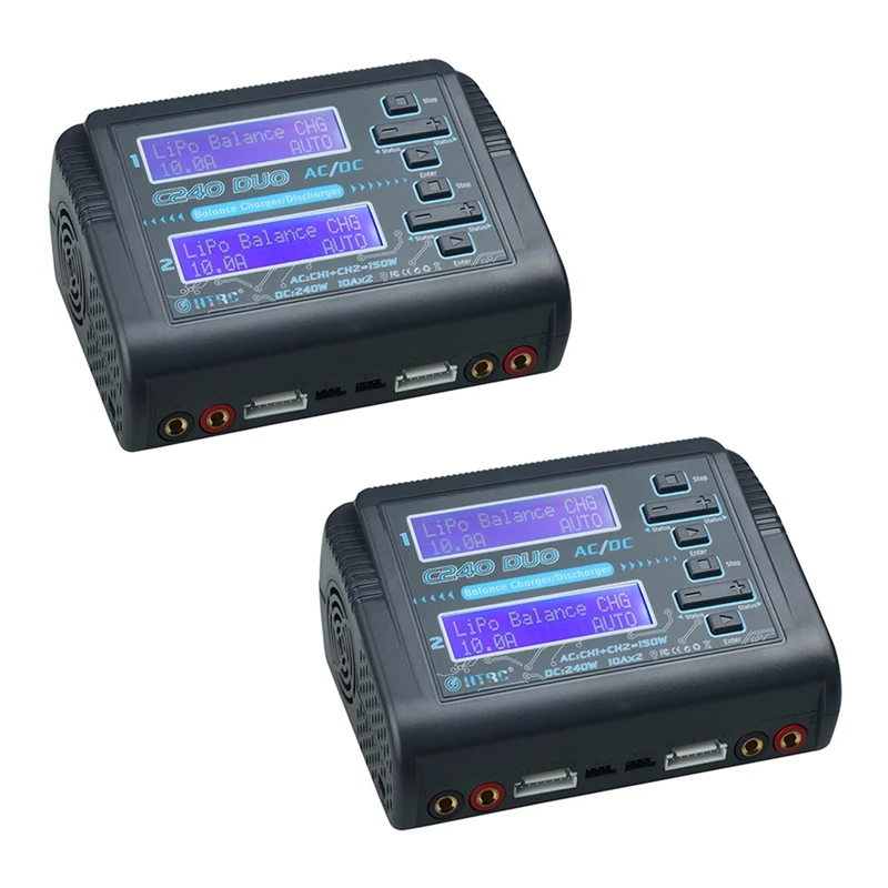 

2X HTRC C240 DUO Lipo Charger Dual Channel AC 150W DC 240W Contact Screen Balance Charger Discharger EU Plug