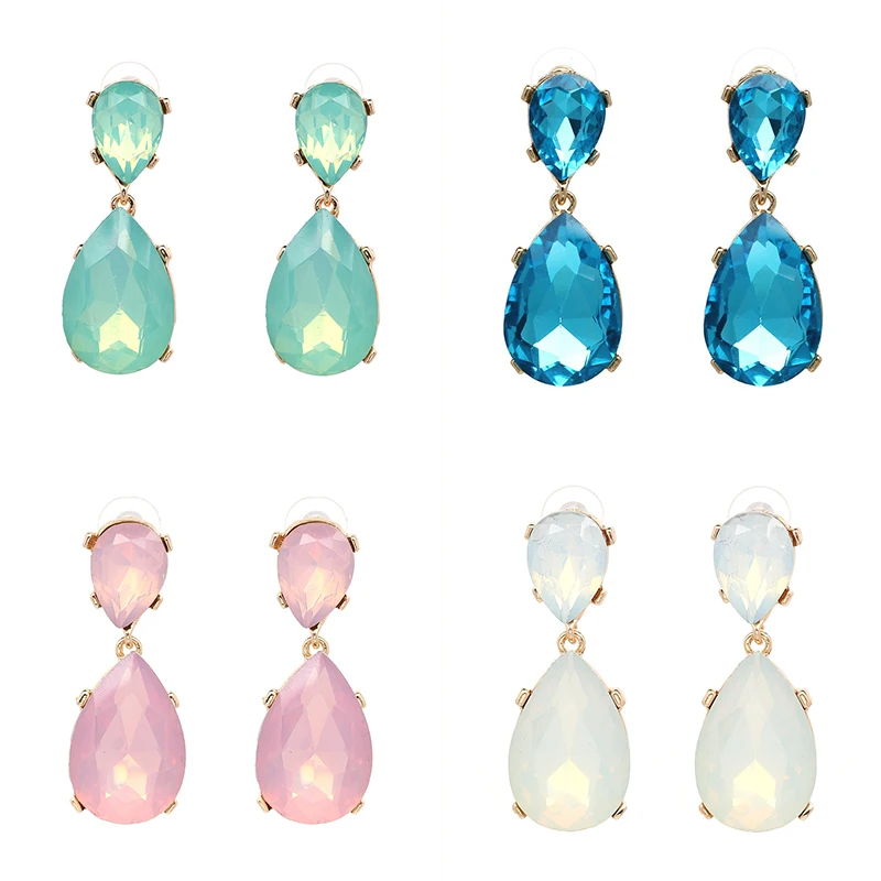 

15 Colors Wedding Long Dangle Earrings Water Drop Elegant CZ Earrings for Women Party Crystals Jewelry