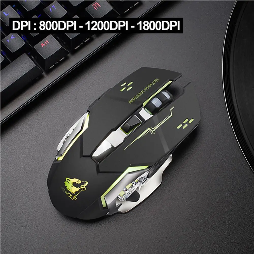 

Бесшумная Беспроводная оптическая мышь Wolf X8, 2,4 ГГц, 2400DPI, 6 клавиш, USB-приемник