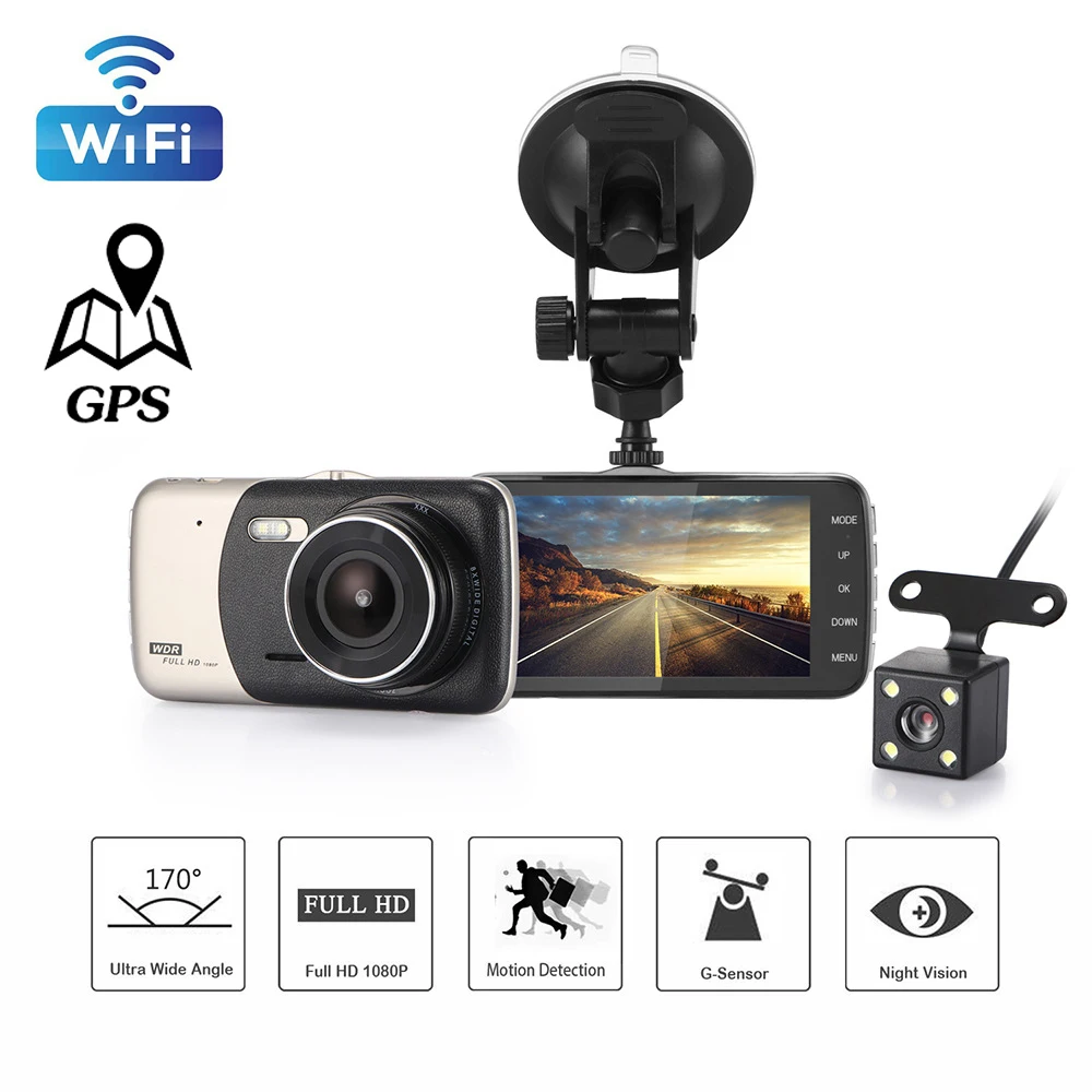 

Car DVR WiFi Full HD 1080P Rear View Dash Cam Vehicle Camera Video Recorder Auto DVR Parking Monitor Night Vision GPS Tracker