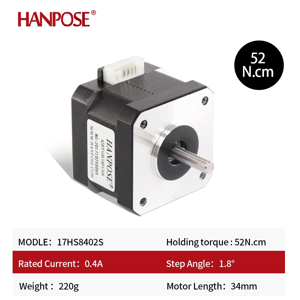 2-фазный шаговый двигатель Nema17 hanpose 17HS3430S-D 0 4 А 28 Н см провода для 3D-принтера с ЧПУ 42