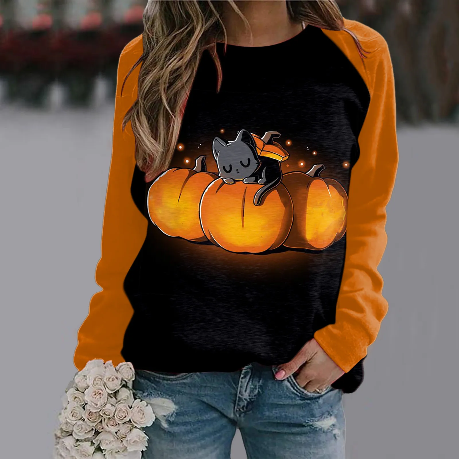 

Womens Halloween Print Fall Fashion Long Sleeve Womens Oversized Hoodies Long Zipper Sweaters Women Long Sleeve Tops Women